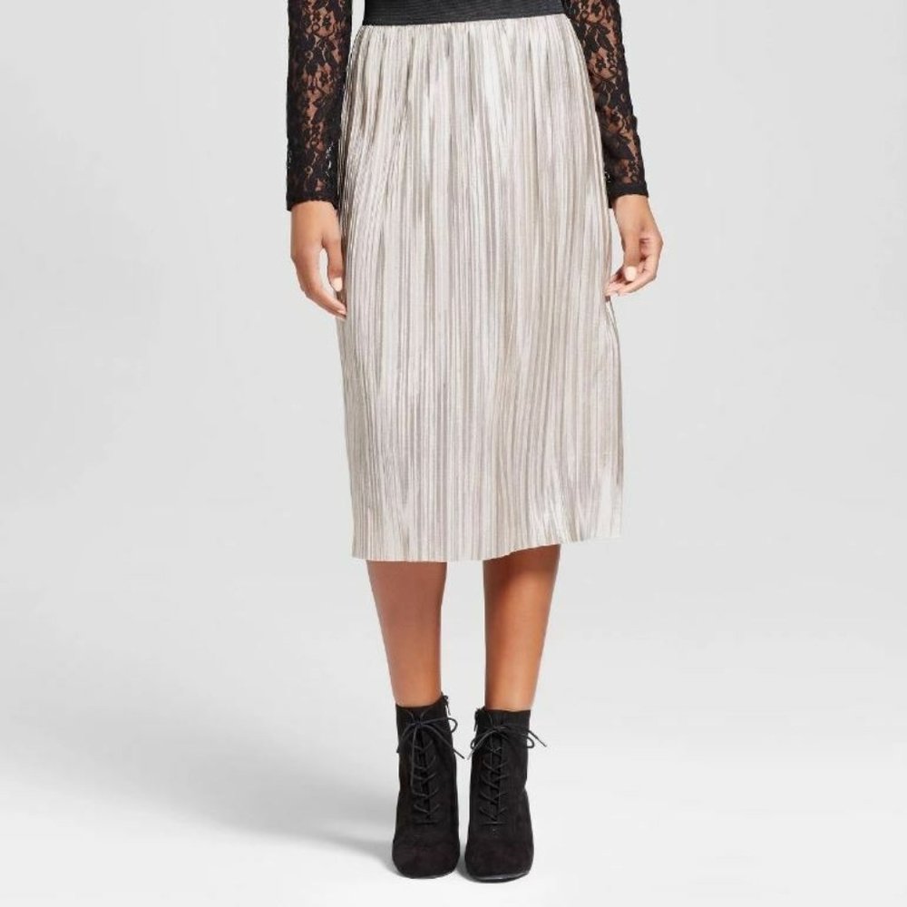 WOMEN'S SILVER & GOLD SKIRT WITH ELASTIC WAISTBAND